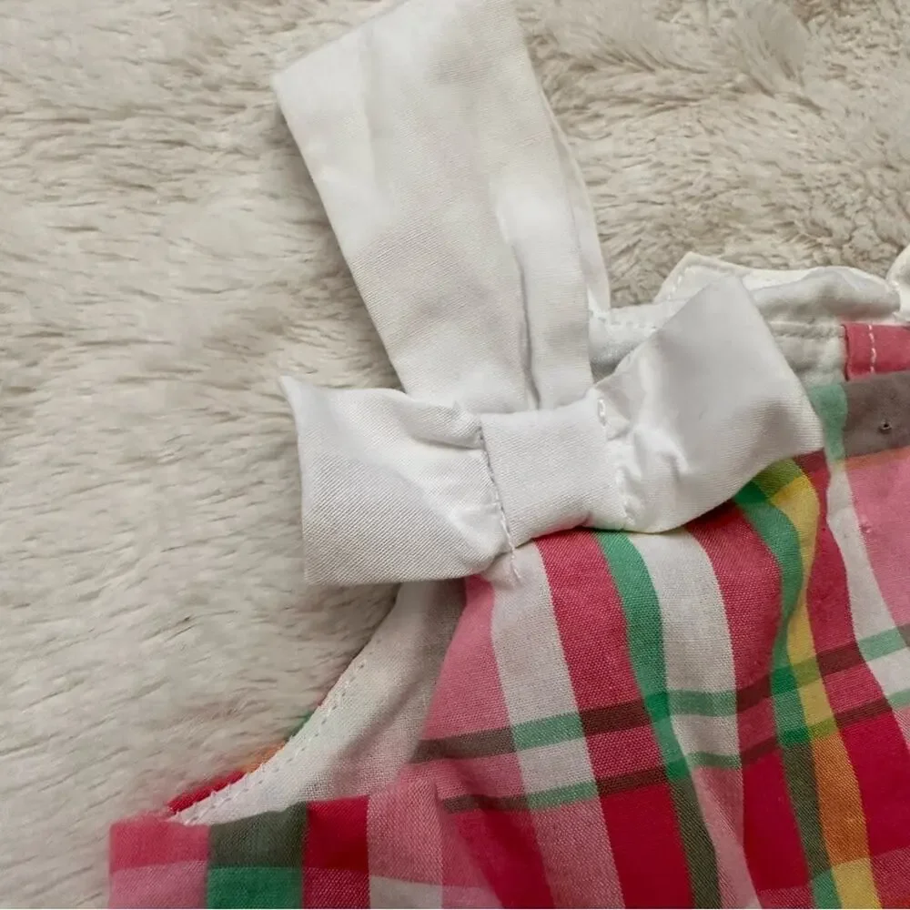 Janie and Jack Pink Plaid Dress sz 6-12 m happy in madras Sun Dress